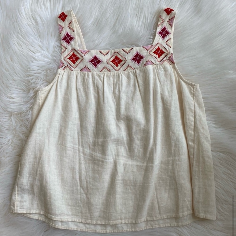 Madewell Embroidered Sleeveless Top - Cream and Red - Picture 13 of 16
